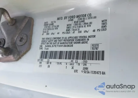 2017 Ford Transit Connect Xl from USA, damaged, VIN NM0LS7E7XH1303635